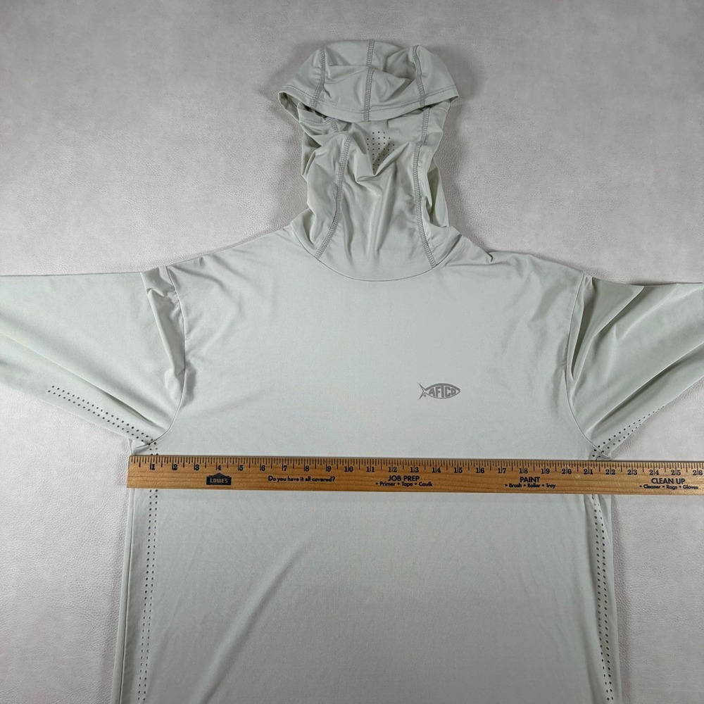 Aftco Mens Sun Hoodie Fishing Shirt Mask Hood Gaiter Sage Green Size Medium - Picture 5 of 13